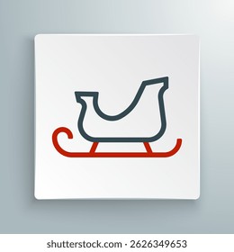Line Christmas santa claus sleigh icon isolated on white background. Merry Christmas and Happy New Year. Colorful outline concept. Vector