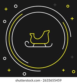 Line Christmas santa claus sleigh icon isolated on black background. Merry Christmas and Happy New Year. Colorful outline concept. Vector