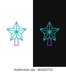 Line Christmas star icon isolated on white and black background. Merry Christmas and Happy New Year. Colorful outline concept. Vector