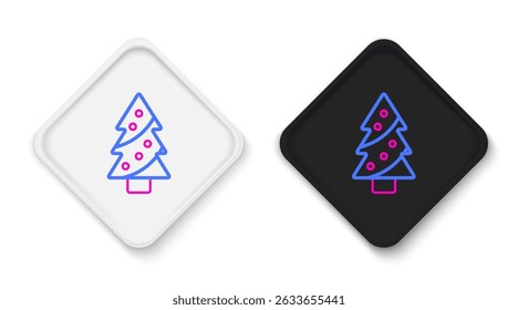 Linie Weihnachtsbaum mit Dekorationen Symbol einzeln auf weißem Hintergrund. Frohe Weihnachten und einen guten Rutsch ins neue Jahr. Farbiges Umrisskonzept Vektorgrafik