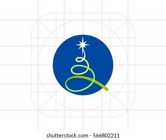 Line Christmas Tree Icon