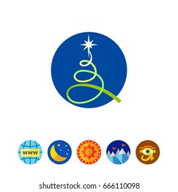 Line Christmas Tree Icon