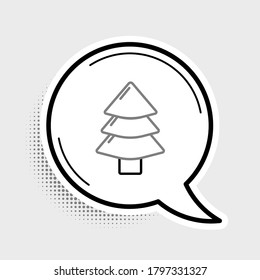 Icono de árbol de Navidad de línea aislado en fondo gris. Feliz Navidad y Feliz Año Nuevo. Concepto de esquema colorido. Vector