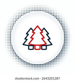 Line Christmas tree icon isolated on white background. Merry Christmas and Happy New Year. Colorful outline concept. Vector