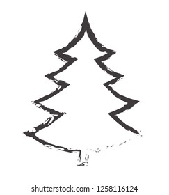 Line Christmas tree vector silhouette icon flat isolated on white background eps 10