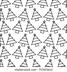line chritsmas pine tree with star background decoration