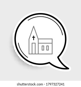 Line Church building icon isolated on grey background. Christian Church. Religion of church. Colorful outline concept. Vector