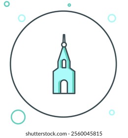 Line Church building icon isolated on white background. Christian Church. Religion of church. Colorful outline concept. Vector