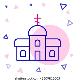 Line Church building icon isolated on white background. Christian Church. Religion of church. Colorful outline concept. Vector