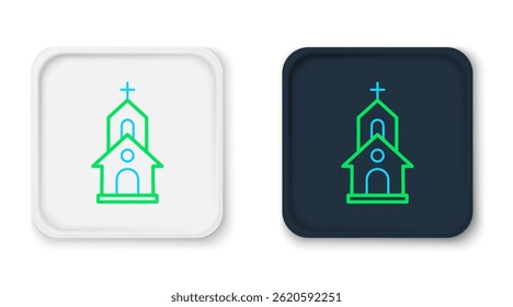 Line Church building icon isolated on white background. Christian Church. Religion of church. Colorful outline concept. Vector