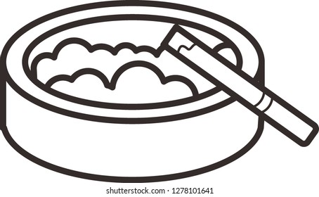 line cigarette with ashtray icon Editable vector stroke - vector