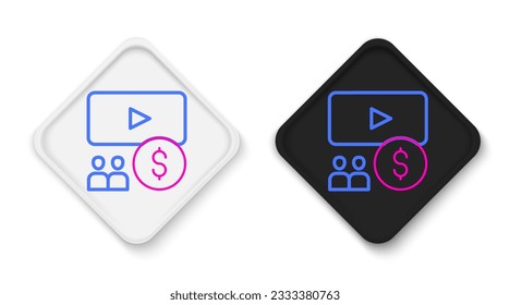 Line Cinema auditorium with screen icon isolated on white background. Colorful outline concept. Vector