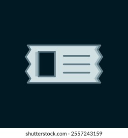 Line Cinema ticket icon isolated on black background. Flat filled outline style with shadow. Vector