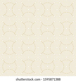 Line circle abstract background seamless pattern gold luxury color. Design of geometric overlapping circle vector.