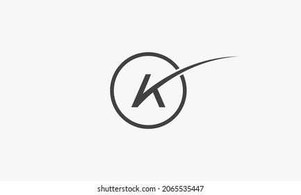 line circle with curve K letter logo  isolated on white background.