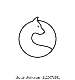 line circle with dog shape logo design, vector graphic symbol icon illustration