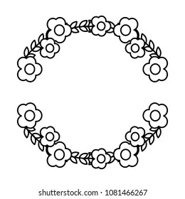 line circle exotic flowers plant style