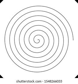 Line in circle form. Single thin line spiral goes to edge of canvas. Vector illustration