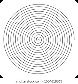 Line in circle form. Single thin line spiral goes to edge of canvas. Vector illustration