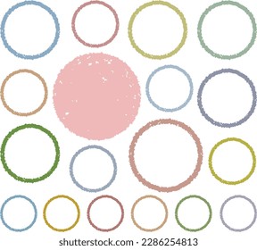 Line circle frame set with crayon touch in calm grayish colors