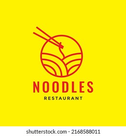 line circle geometric noodle and chopstick logo design vector graphic symbol icon illustration creative idea