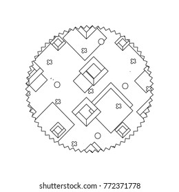line circle with geometric style graphic background