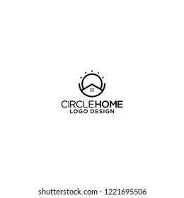 line circle home logo vector round house icon template