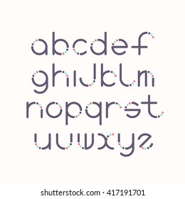 Line and circle latin font, graphical decorative color type. 