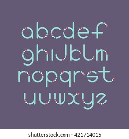 Line and circle latin font, graphical decorative color type. 