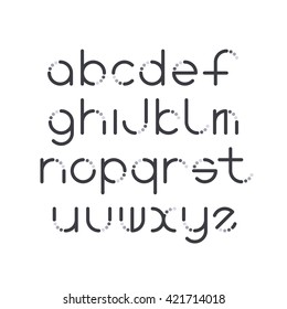 Line and circle latin font, graphical decorative type. 