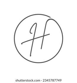 line circle letter H logo isolated on white background.