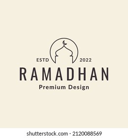 Linienkreis mit Moschee Ramadan Logo-Design, Vektorsymbol-Illustration