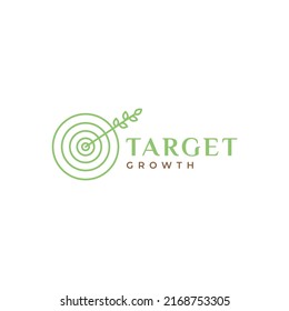line circle target with leaf growth logo design vector graphic symbol icon illustration creative idea