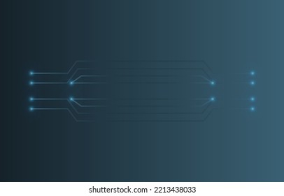 Line circuit electricity Neon glowing blue color arranged in a horizontal order on dark background. Abstract laser light effect. Beautiful light flares. Vector illustration.