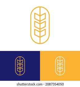 Concepto de diseño de logotipo de grano de trigo circular en línea. Ilustración de la marca logarca agrícola. Pueden representar plantas, vegetales, vegetales, alimentos, cosecha, salud, pan, cereales.