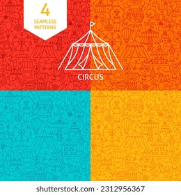 Line Circus Patterns. Vector Illustration of Outline Design.