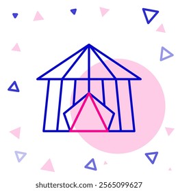 Line Circus tent icon isolated on white background. Carnival camping tent. Amusement park. Colorful outline concept. Vector