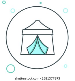 Line Circus tent icon isolated on white background. Carnival camping tent. Amusement park. Colorful outline concept. Vector