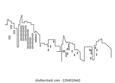 Line city scape isolated or white background. Flat design. Vector graphics