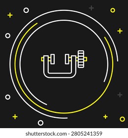 Line Clamp and screw tool icon isolated on black background. Locksmith tool. Colorful outline concept. Vector