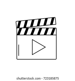 line clapperboard with video movie studio icon