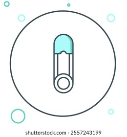 Line Classic closed steel safety pin icon isolated on white background. Colorful outline concept. Vector