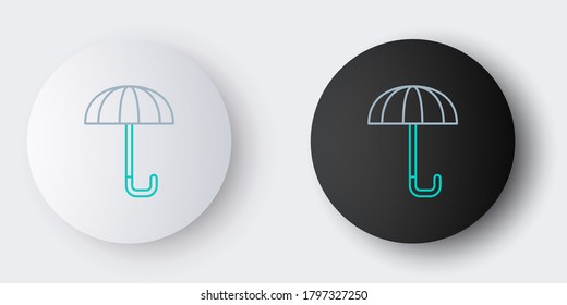 Line Classic elegant opened umbrella icon isolated on grey background. Rain protection symbol. Colorful outline concept. Vector