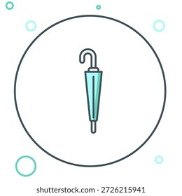Line Classic, elegantes Schirmsymbol einzeln auf weißem Hintergrund. Symbol für Regenschutz. Farbiges Umrisskonzept Vektorgrafik