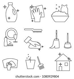 Line cleaning icons set