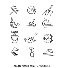 Line Cleaning icons set.