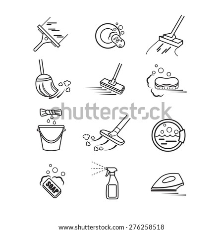 Line Cleaning icons set.