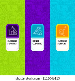 Line Cleaning Package Labels. Vector Illustration. Template for Packaging Design.