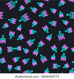 Line Cleaning service with of rubber cleaner for windows icon isolated seamless pattern on black background. Squeegee, scraper, wiper.  Vector