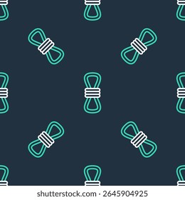 Line Climber rope icon isolated seamless pattern on black background. Extreme sport. Sport equipment.  Vector